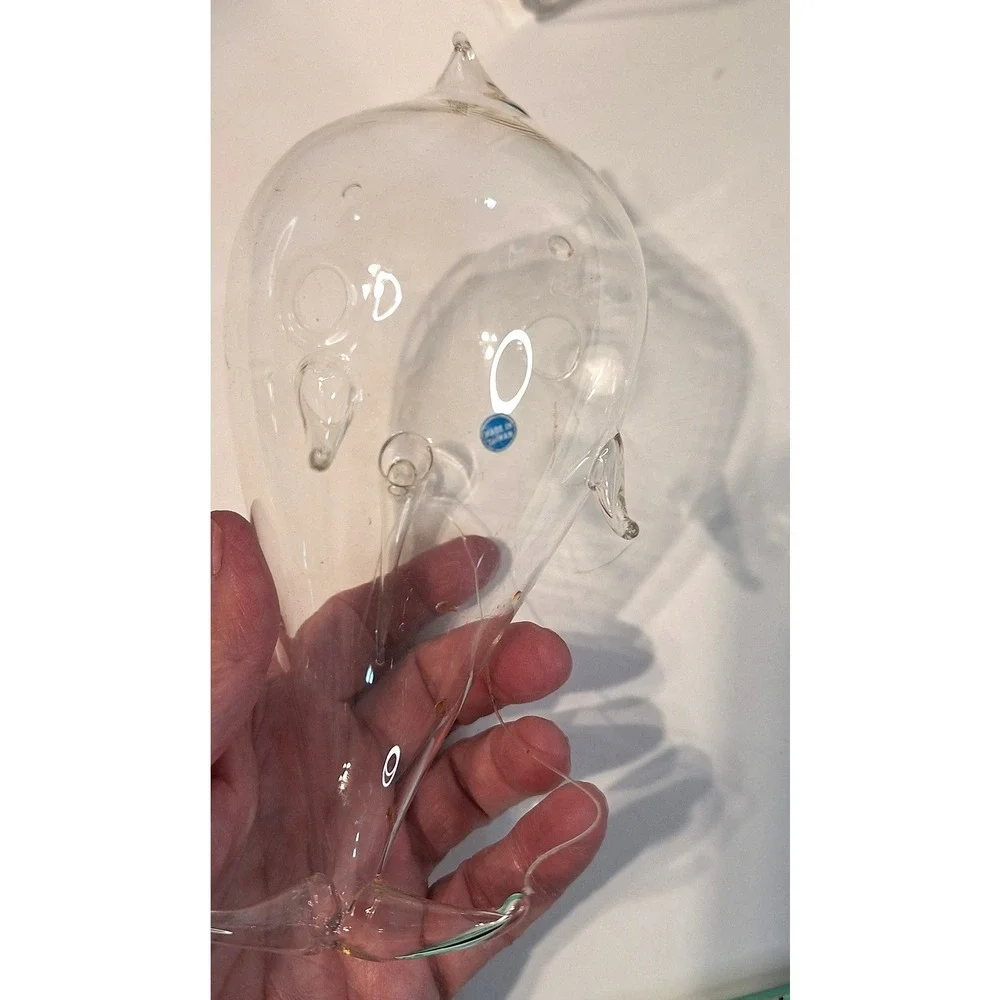 Vintage Clear Glass Dolphin Ornament Propagation Vase Plant Terrarium Ben's Inc